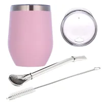 Double-Wall Stainless Yerba Gourd Mate Tea Set Water Mate Tea Cup with Lid Spoon Straw Bombilla Head Filter Brush