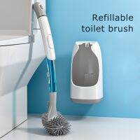 Silicone Toilet Brush Can Add Liquid Wall Mounted Toilet Cleaning Brush with Hanging Storage Base Bathroom Accessories