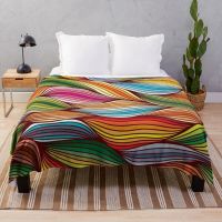 New Style Wave Line Flannel Throw Blanket Colourful Line Lightweight Super Soft King Queen Size Blanket for Bed Couch Sofa All Season Warm