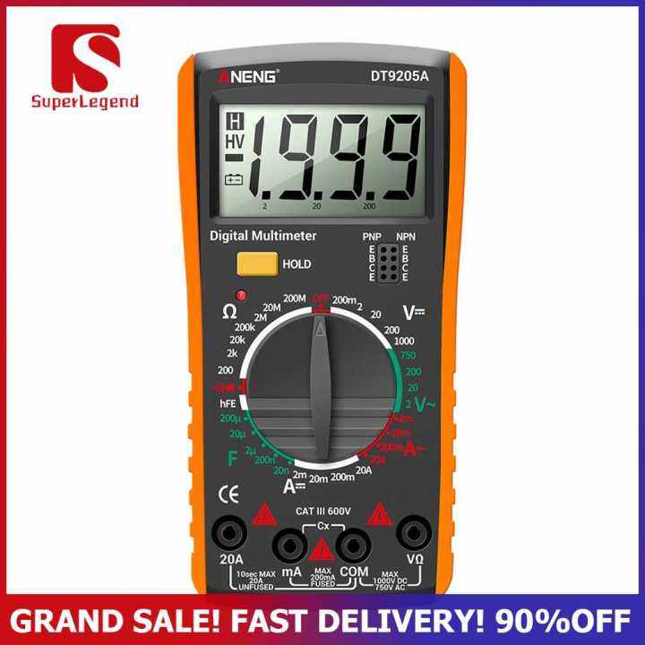 DT9205A Digital Multimeter AC DC Voltmeter Ammeter Capacitance Tester ...