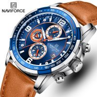 NAVIFORCE หนังกันน้ำนาฬิกาสำหรับผู้ชายควอตซ์นาฬิกาสำหรับผู้ชายจับเวลานาฬิกากีฬานาฬิกาสำหรับผู้ชายส่องสว่าง