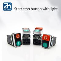 New style XB4 series double button switch start stop metal shape with light 1NO1NC Electrical Circuitry  Parts