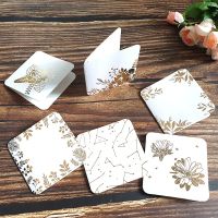 Mix Designs Gold Mini Folding card gift message card DIY decoration Holiday greeting card  7x7cm Greeting Cards