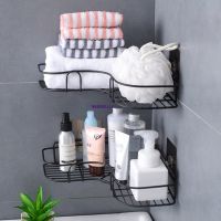 ✥ Iron Bathroom Storage Rack Metal Punch-Free Shelf Shower Wall-mounted Suction Basket Organizer Kitchen Home Corner Hanging Racks