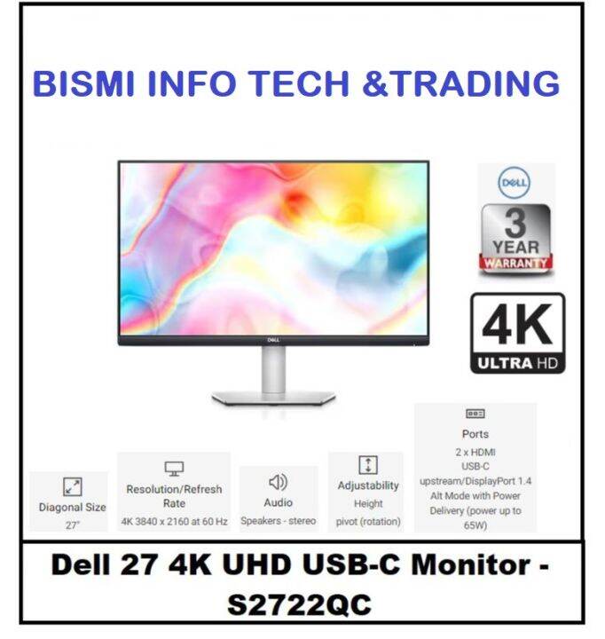 Brand New Dell 27 4K UHD USBC Monitor S2722QC IPS LED Monitor With