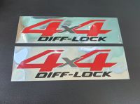 4x4 DIFF LOCK สติกเกอร์ สีแดง ติดข้างท้ายรถ ซ้าย-ขวา 1คู่ งานเทียบ ใส่กับ ไฮลักษ์ รีโว้ รีโว้ 4x4 2015-2021 สำหรับ Toyota hilux revo  2015-2021