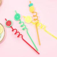 4Pcs Cartoon Lime Lemon Pineapple Watermelon silicone Spiral Drinking Straws Children Use Birthday Party Bar Club Juice Wine Cup Cups