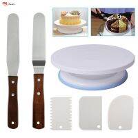 1 Set Cake Decorating Turntable Rotating Cake Stand with Comb Icing Smoother Icing Spatula