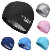 New 2021 Elastic Waterproof PU Fabric Protect Ears Long Hair Sports Swim Pool Hat Swimming Cap Free size for Men &amp; Women Adults