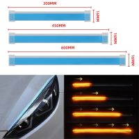 1ชิ้น LED DRL รถยนต์กลางวันวิ่งไฟที่มีความยืดหยุ่นกันน้ำแถบไฟหน้าอัตโนมัติสีขาวเลี้ยวสีเหลืองเบรกไหลไฟ12โวลต์