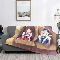 Nekopara Chocola Vanilla Knitted Blankets Kawaii Anime Otaku Fans Fuzzy Throw Blankets Airplane