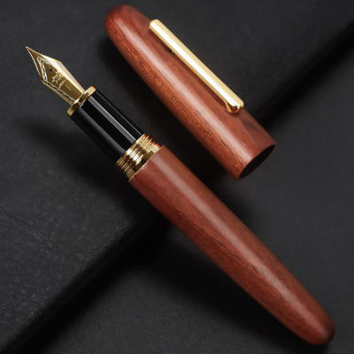 Jinhao 9056ธรรมชาติที่ทำด้วยมือไม้น้ำพุปากกาสีแดงไม้ที่สวยงามปากกาอิริเดียมวิจิตร0.6มิลลิเมตรแฟชั่นการเขียนสำนักงานหมึกปากกาของขวัญ