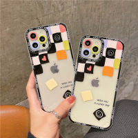 Cute Plaid Smiley Phone Case for IPhone 13 12 11 Pro Max Xr Xs Max 7 8 Plus Soft Tpu Back Cover Female