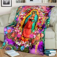 Our Lady of Guadalupe Blanket Religion Mary Throw Blanket Soft Sofa Cover Lightweight Warm Blankets for Bedroom Couch