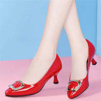 Lady Sexy คุณภาพสูง Red Spring &amp; Summer Comfort Slip On Stiletto Heels Women Fashion Black nd Elegant Stylish Pumps G12b