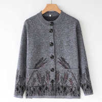 利Middle-aged and old womens cardigan sweater in old clothes mother the spring and autumn period and the knitting coat grandma old sweater female