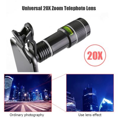 Universal 20X Zoom Telephoto Lens External Mobile Phone Camera Lens With Clip Portable Lens For Cellphone for Viewing Travel