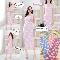 PC maxi dress เดรสแฟชั่นไหมพรม สกรีนลายเมฆหน้าหลัง  คอวี แขนกุด โชว์ขาสวยเซ็กซี่เบาๆ  งานฟรีไซส์ เหมาะกับไซส์SML อก32-42”ยาว45”