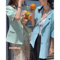 Cici(2155)PastelBlazer เสื้อเบลเซอร์ลายตาราง ใส่คลุมแมตช์ง่ายมากก โทนสีพาสเทลหวานๆ