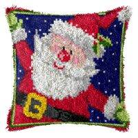 Christmas Santa Snowman DIY Latch Hook Kits 3D Segment Embroidery Throw Pillow Cover Cross Stitch Carpet