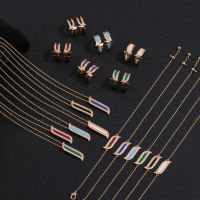 Fashion New Romatic Womens Sweet 3 Pcs Necklace &amp; Earrings &amp; Bracelet Colorful Dripping Oil Design Jewelry Set For Girl