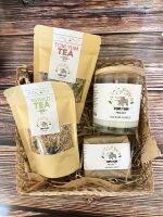 Elephant friendly gift box from Tom yum project :2 Herbal tea, Handmade soap, organic soywax Candle