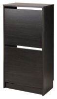 BISSA Shoe cabinet with 2 compartments, black-brown, 49x28x93 cm (บิสซ่า ตู้รองเท้า 2 ช่อง, น้ำตาลดำ, 49x28x93 ซม.)