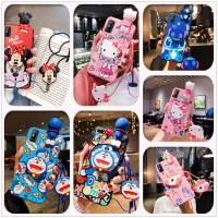 เคสซลิ โิคน OPPO A15 A15s A16 A54 A53 A33 A32 Soft Cute Case with Holder Stand Long Lanyard Soft Silicone Phone Casing Cover QC7311518