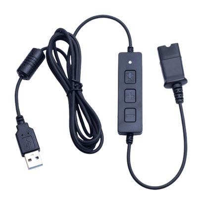 สายอะแดปเตอร์ USB QD (ตัดการเชื่อมต่ออย่างรวดเร็ว) กับปลั๊ก USB เชื่อมต่อชุดหูฟังกับคอมพิวเตอร์พีซีที่มีตัวปรับระดับเสียงการควบคุมการปิดเสียง