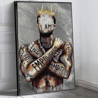 African Man พิมพ์โปสเตอร์ Graffiti Black King ภาพวาดผ้าใบนามธรรม Wall Art รูปภาพสร้างแรงบันดาลใจสำหรับห้องนั่งเล่นตกแต่งบ้าน