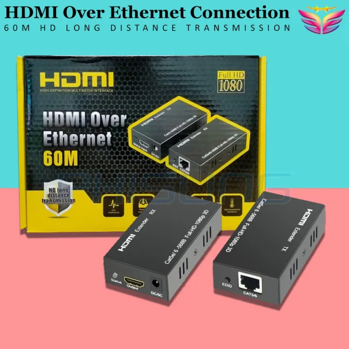HDMI Extender 60M Extension CAT5e/6 1080P Full HD Signal Lazada PH