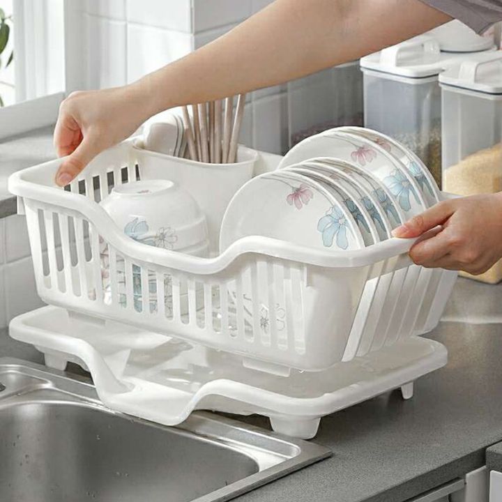 Dish Drying Rack Kitchen Utensils Drainer Rack with Drain Board Countertop  Dinnerware Plates Bowls Chopsticks Spoons Organizer