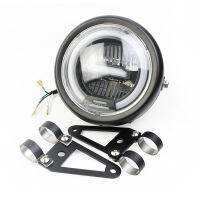 ด้านหน้าส้อม6.5 "รอบไฟหน้ารถจักรยานยนต์ R LED DRL สำหรับ Cafe RACER Honda CG125 CB500F Benelli leoncino