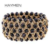 【ladies jewelry】KAYMEN สร้อยข้อมือคริสตัลแบบยืดได้สำหรับผู้หญิง,กำไลข้อมือถักด้วยมือเครื่องประดับแฟชั่นสร้อยข้อมือหนางานปาร์ตี้