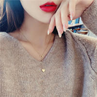 Fashion Korean Short Double Peach Heart Tassel Necklace All-match Titanium Steel Clavicle Chain for Women