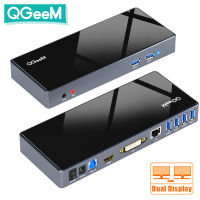 QGeeM Docking Station USB C Hub for Pro Air Xiaomi Notebook Tablets Type C Hub HDMI VGA DVI RJ45 Aux USB Hub 3.0 Adapter