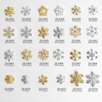 (MENGHONG)10ชิ้นเล็บเงินเสน่ห์ทองเกล็ดหิมะคริสตัล Rhinestones คริสต์มาสเล็บอัญมณีจี้สำหรับทำเล็บตกแต่งเล็บ