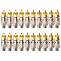 20 Pcs RCA Plug Audio Video Locking Cable Connector Gold Plated