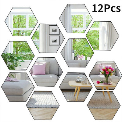 12 Pcs 3D Mirror Hexagon Removable Acrylic Wall Sticker Decal Home Decor Art DIY