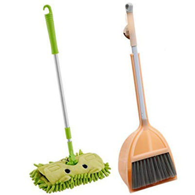 Kids Housekeeping Cleaning Tools, 3Pcs Small Mop Small Broom Small Dustpan, Little Housekeeping Helper Set (3 Pieces)