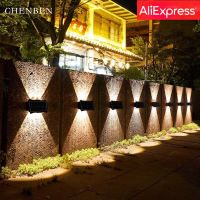 Solar Wall Lamp Outdoor Warm Light Waterproof Up And Down Luminous Lighting Balcony Yard Garden Decoration Lights Exterior Wall