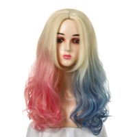 Blonde Pink and Blue Mixed wig Long Curly Halloween Costume Party Cosplay Wigs For women Synthetic Wig