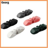 GEORG 10pcs กาวในตัว อุปกรณ์จัดสายเคเบิล อุปกรณ์ติดผนัง หลายสี ผู้ถือห่อ ทนทานต่อการใช้งาน ซิลิโคนทำจากซิลิโคน ที่วางทัพพี เครื่องใช้ในครัว