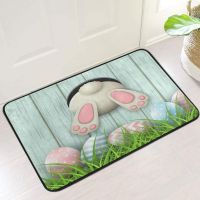 Bunny Print Welcome Door Mat Entrance Mat Hallway Anti-Slip Floor Mat Rugs Easter Decoration Front Door Mat Car Home Doormat