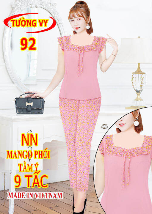 Hcm] Đồ Bộ Mango Phối Tằm Ý 9 Tấc Tay Cánh Tiên Cổ Vuông Chất Vải Cao Cấp  Loại 1 Không Nhăn, Không Nhàu, Không Rút, Không Ra Màu | Lazada.Vn