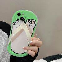 {Chaoke digital branch} INS รองเท้าแตะสีเขียว3D น่ารักแบบเกาหลีเคสโทรศัพท์นิ่มสำหรับ iPhone 13 12 11 Pro Max ฝาหลังกันกระแทกรองเท้าใส่ในบ้านลายการ์ตูน