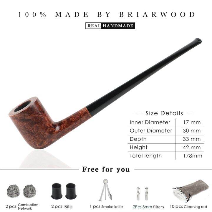 ξ Smoker Smoking Pipes Classcal Churchwarden Pipes Smoking Briar wood Smoking Pipes Paipe Long