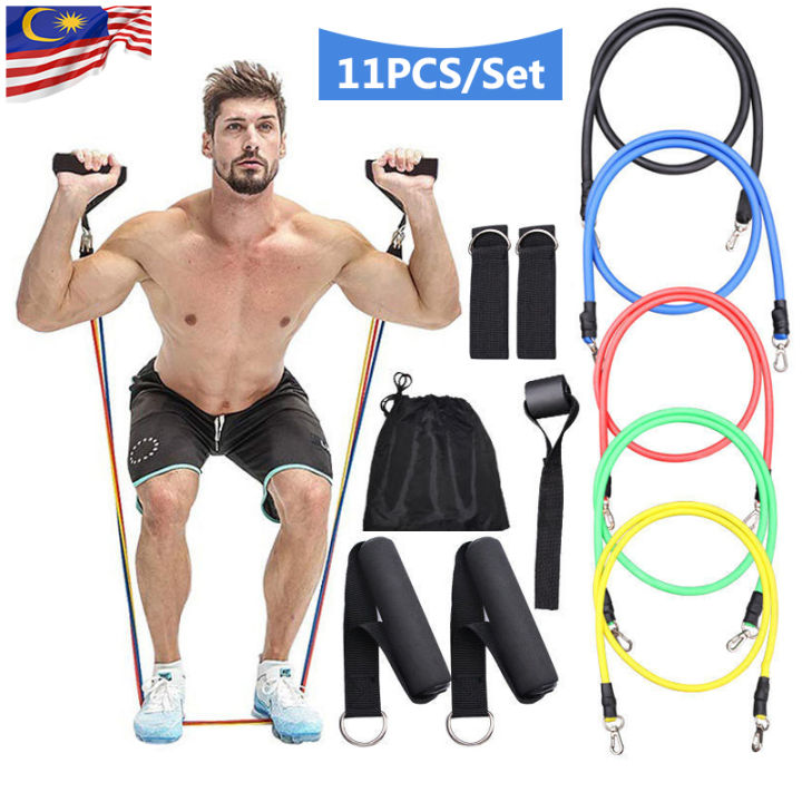 11pcs/set Latex Resistance Bands Exercise Bands Fitness Pull Rope Weight  Loss Equipment, Exercise Stretched Bands Elastic Training Pull Rope Yoga  Pilates Workout Cordage 