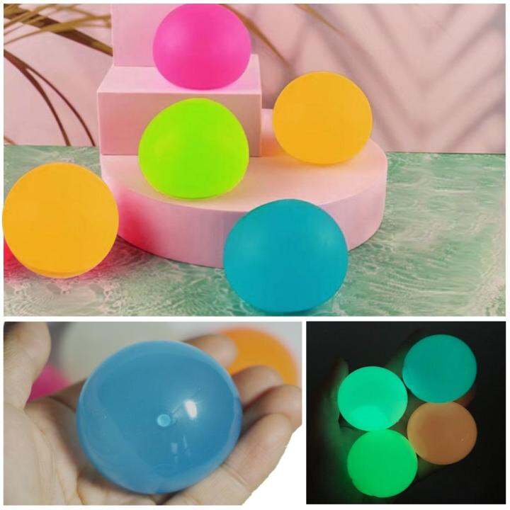 Luminous Sticky Wall Balls Ceiling Stress Relief Squishy Toys Glow The ...