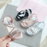 2021 Summer Girls Shoes Bling Sandals Kids Beach Shoes Cross-tied Children Sandal Crystal Princess Shoes Silver Baby Toddlers